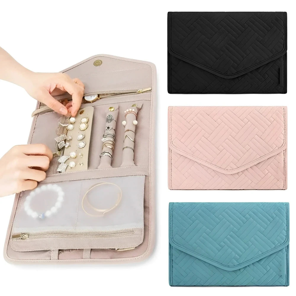 Quilted Portable Jewelry Travel Case