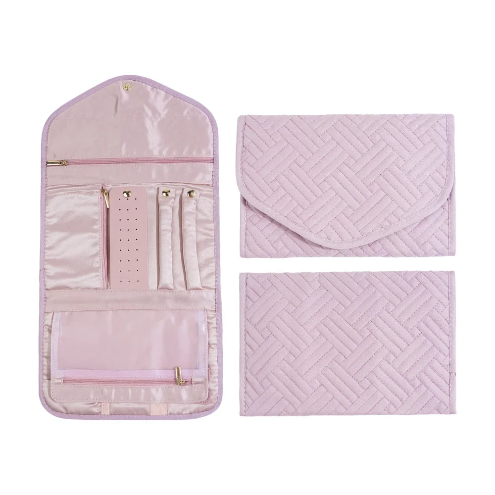 Quilted Portable Jewelry Travel Case