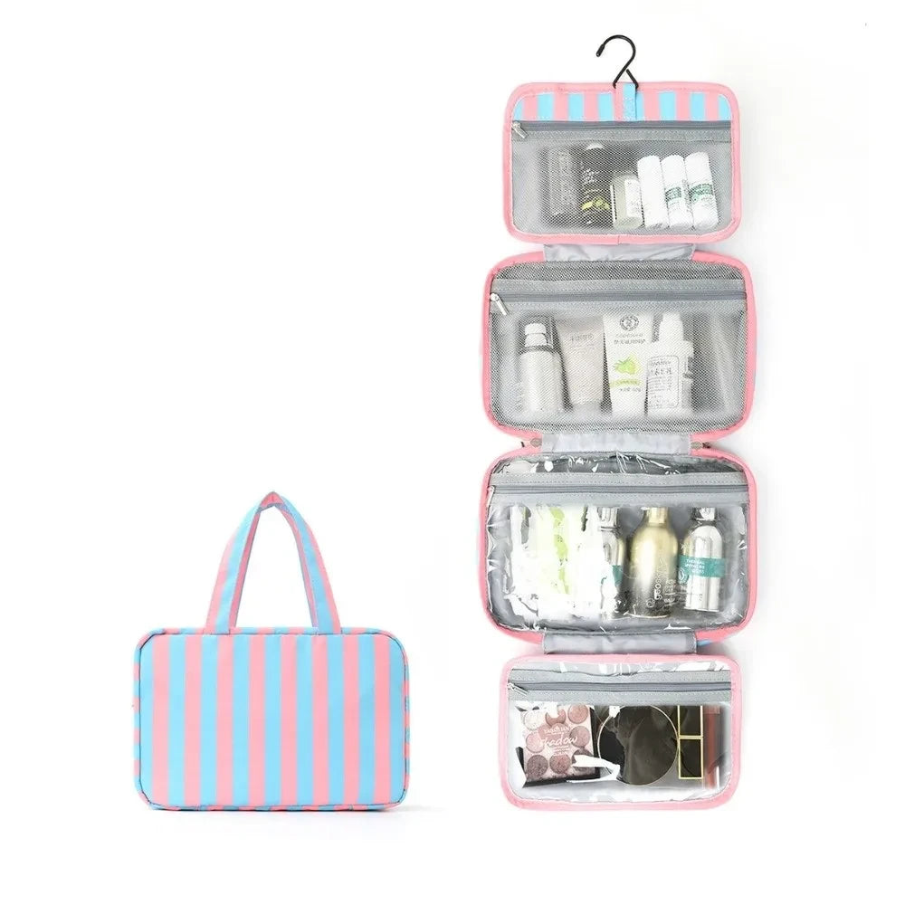 Striped Hanging Travel Toiletry Bag