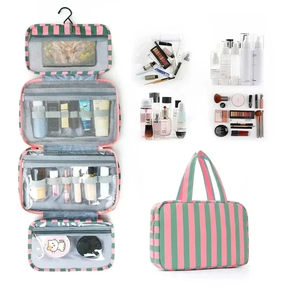 Striped Hanging Travel Toiletry Bag