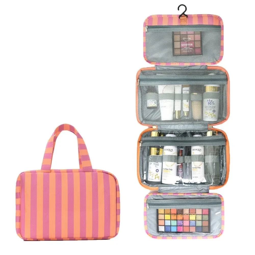 Striped Hanging Travel Toiletry Bag