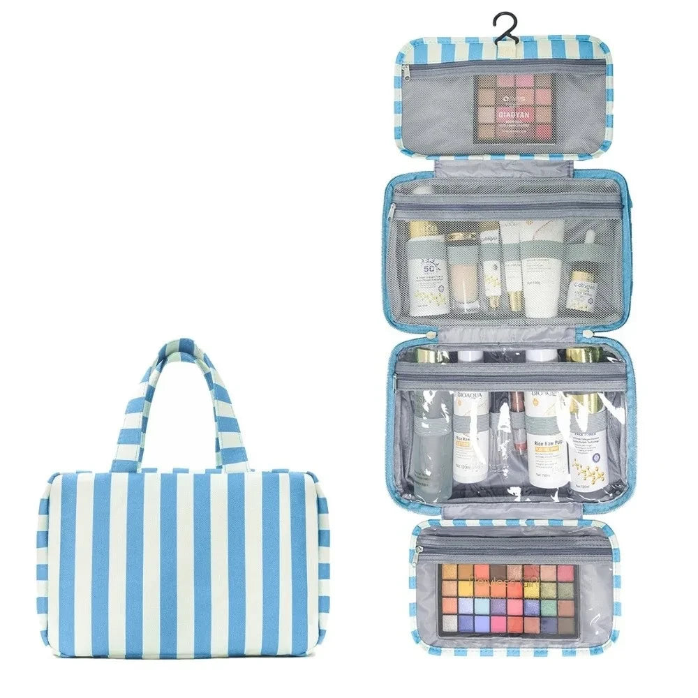 Striped Hanging Travel Toiletry Bag