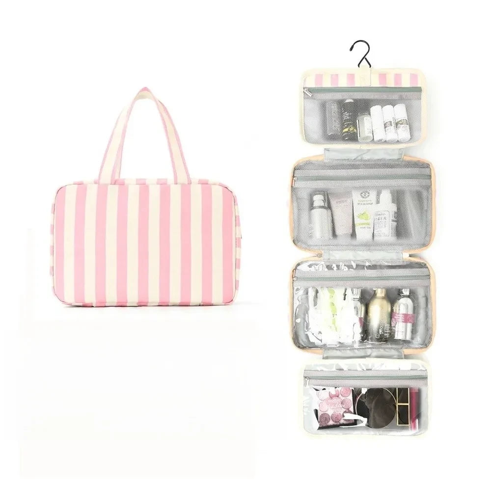 Striped Hanging Travel Toiletry Bag