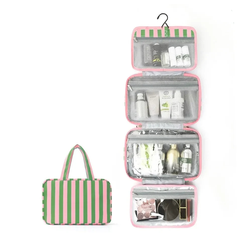 Striped Hanging Travel Toiletry Bag