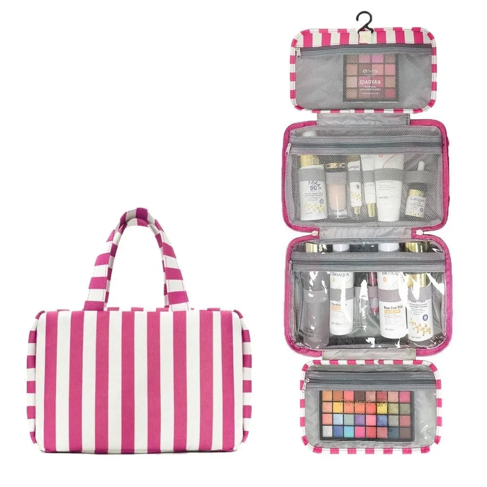 Striped Hanging Travel Toiletry Bag