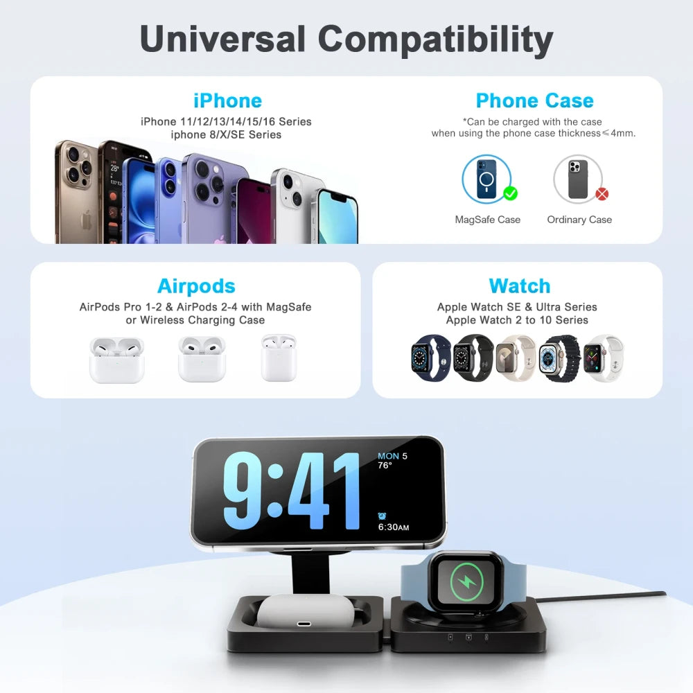 Foldable Magnetic Wireless Charging Station